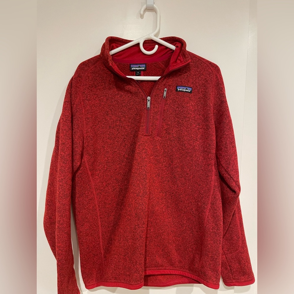 Patagonia Mens 1/4 Zip Sweater - Red - Medium